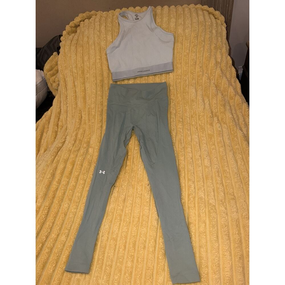Women’s Under Armour Outfit Lifting Gym Yoga Seamless Butt Lifting Green Small
